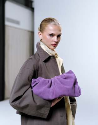 Asos Design Suede Cloud Clutch Purse In Purple