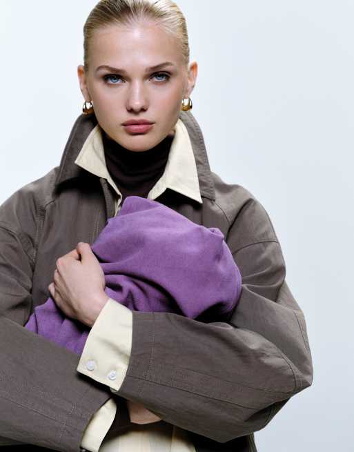 ASOS DESIGN suede cloud clutch purse in violet, 4 of 4