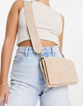 ASOS DESIGN suede tote bag with square handle detail
