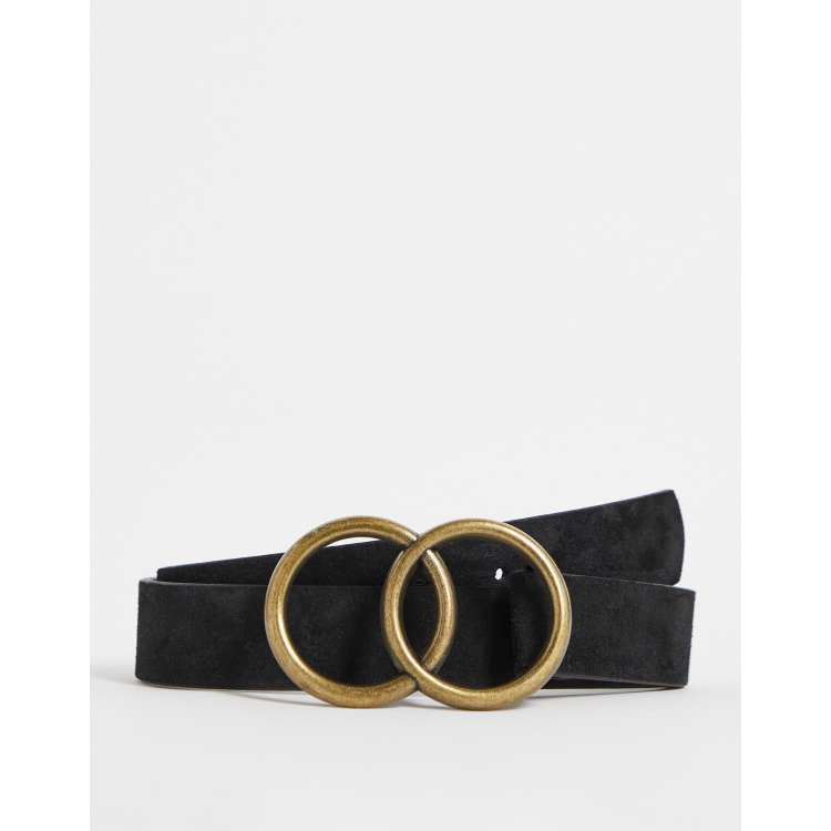 Suede buy 2 Tone Adjustable Belt with Abstract Buckle