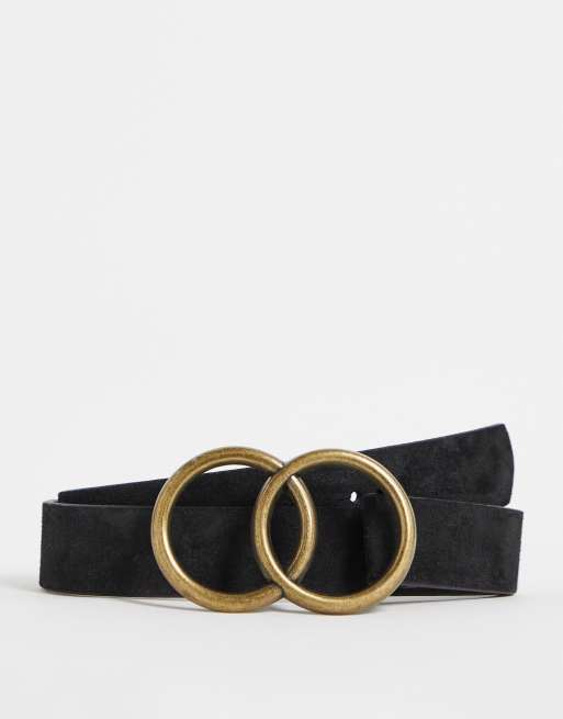 Women's Designer Velvet Round Buckle Belt