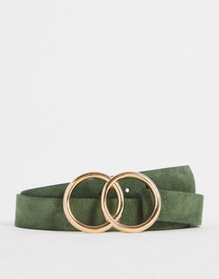 ASOS DESIGN suede double circle waist and hip belt in green - ASOS Price Checker