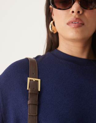 Asos Design Suede Fold-over Flap Tote Bag In Brown