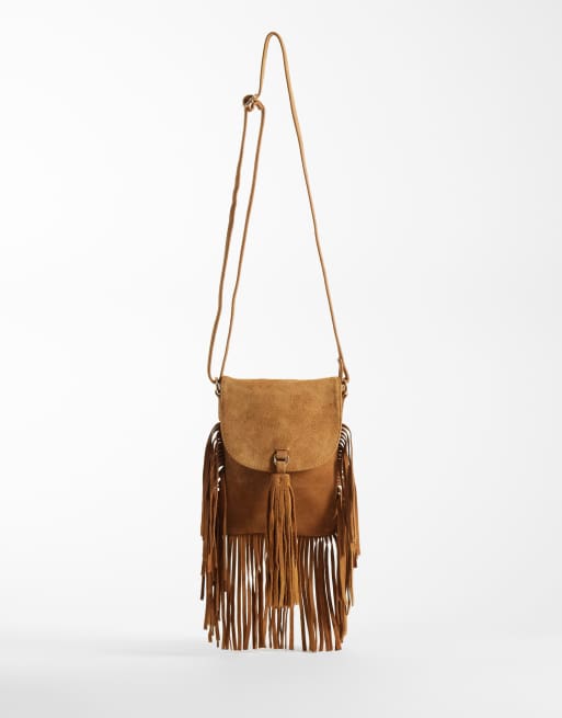 asos suede mini backpack with fringing Coco Croissant It features a magnetic closure ASOS DESIGN fringed clutch bag