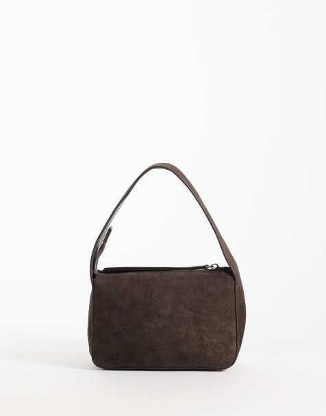 ASOS DESIGN suede grab bag in chocolate - view 1