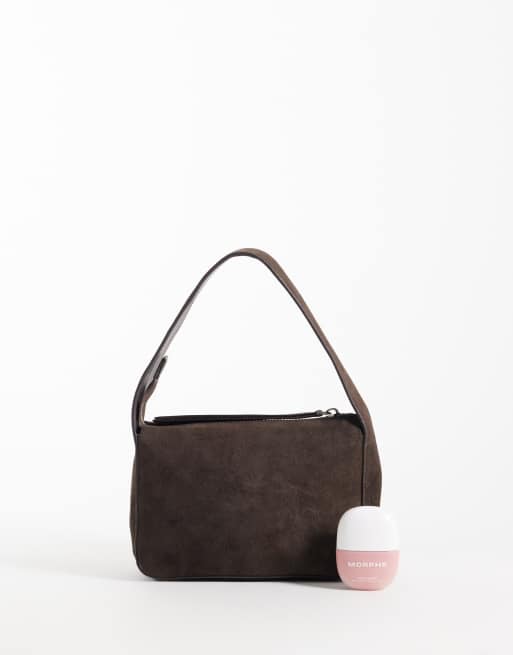 ASOS DESIGN suede grab bag in chocolate, 2 of 4