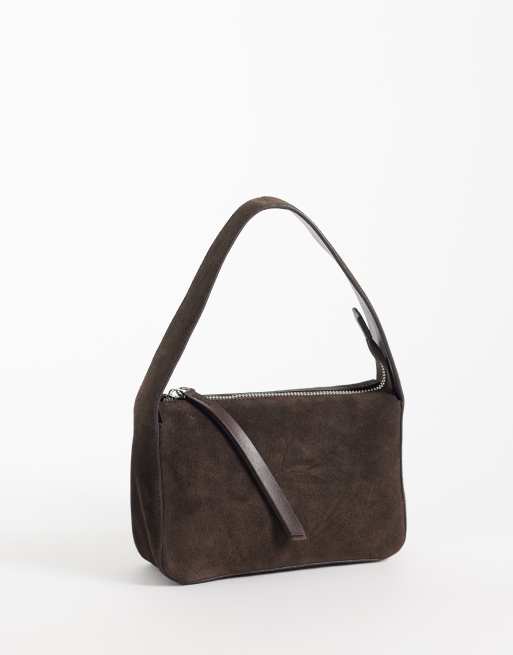 ASOS DESIGN suede grab bag in chocolate, 4 of 4