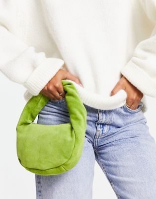 ASOS DESIGN suede grab clutch bag in green