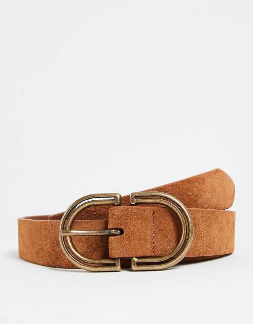 ASOS DESIGN - Suède heup- en taille jeansriem in bruin