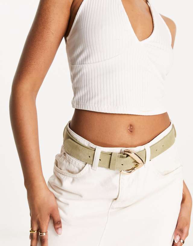 ASOS DESIGN - suede link buckle belt in khaki