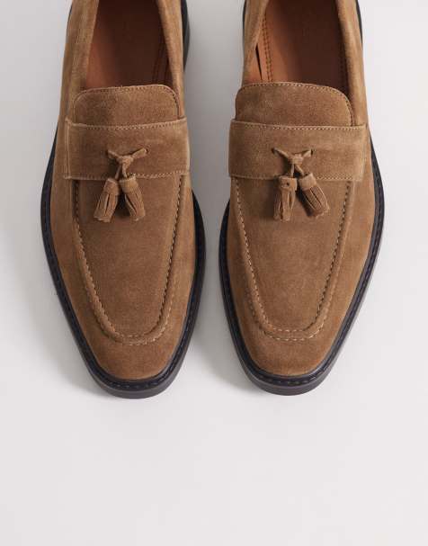 ASOS DESIGN - Suède loafers met hoekige zool in lichtbruin - view 1