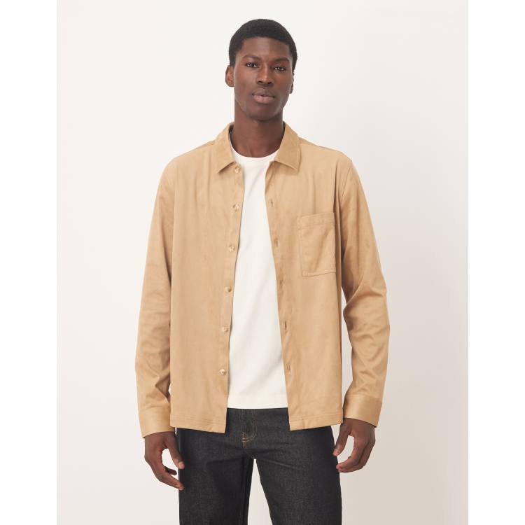 ASOS DESIGN suede look overshirt in camel | ASOS