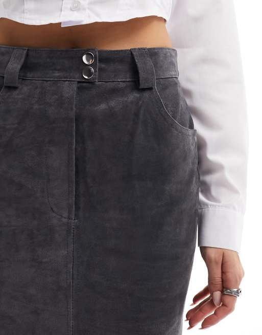 Gray skirt suede store