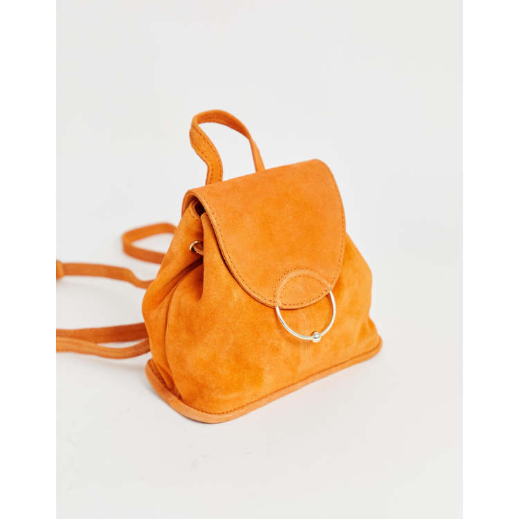 ASOS DESIGN suede mini backpack with ring and ball detail