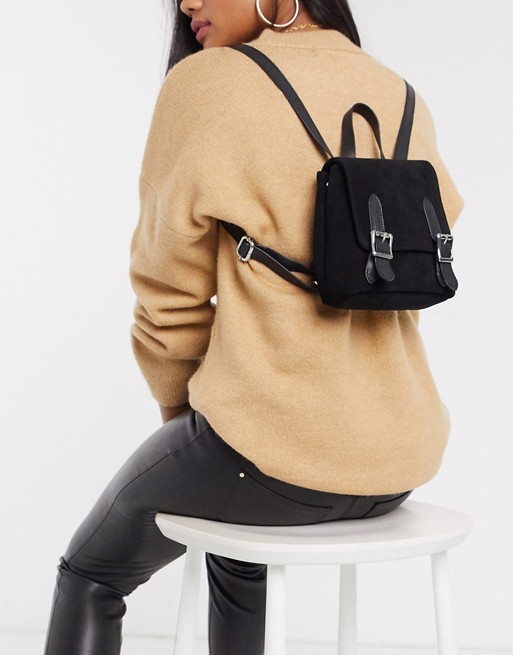 ASOS DESIGN SUEDE backpack with buckles