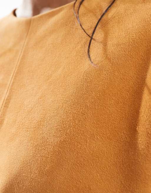 ASOS DESIGN suede oversized cocoon sleeve tee in ginger - part of a set, 3 of 4
