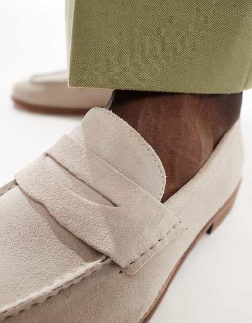 ASOS DESIGN - Suède penny loafers in stone, 2 van 4