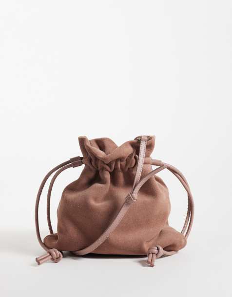 ASOS DESIGN suede pouch grab bag in pink - view 1