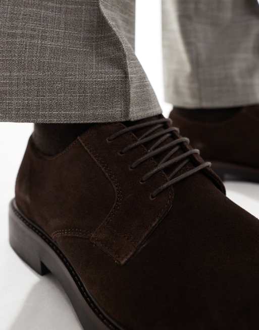 ASOS DESIGN - Suède schoenen met veters en dikke zool in bruin, 4 van 4