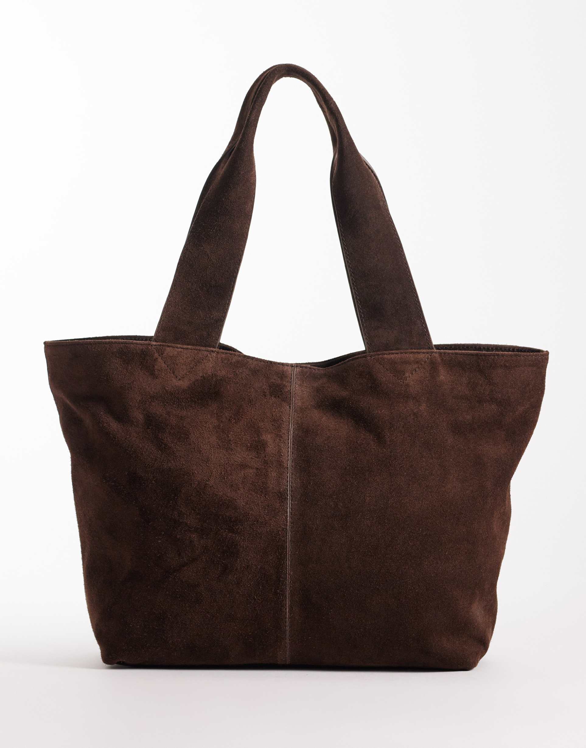 asos design suede seam detailing tote in chocolate