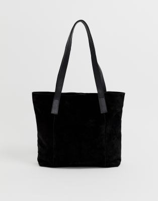 black suede shopper bag