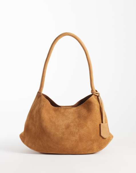 ASOS DESIGN suede shoulder bag with internal pouch in tan - view 1