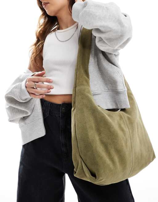 ASOS DESIGN - Suède sling-draagtas in kaki