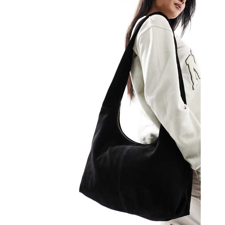 ASOS DESIGN suede sling tote bag in black ASOS