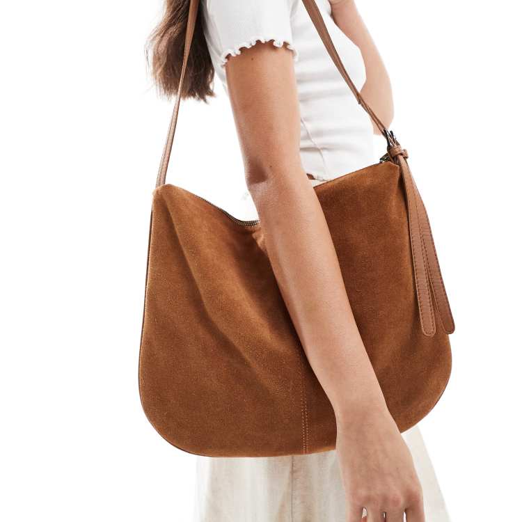 Tan suede slouch bag outlet