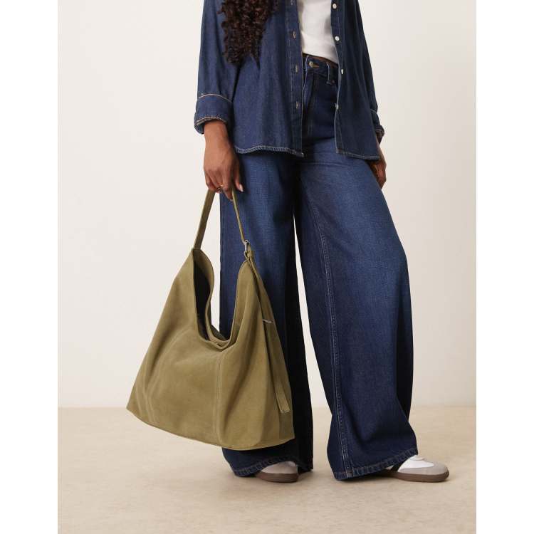 バッグ detachable design suede hand bag Retro Faux Suede Shoulder Bag - Vintage Travel Bag, Large