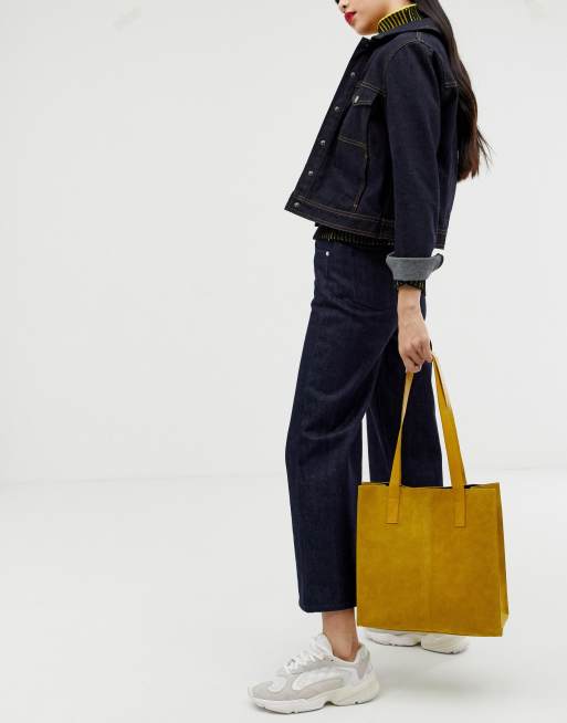 ASOS DESIGN suede square shopper bag