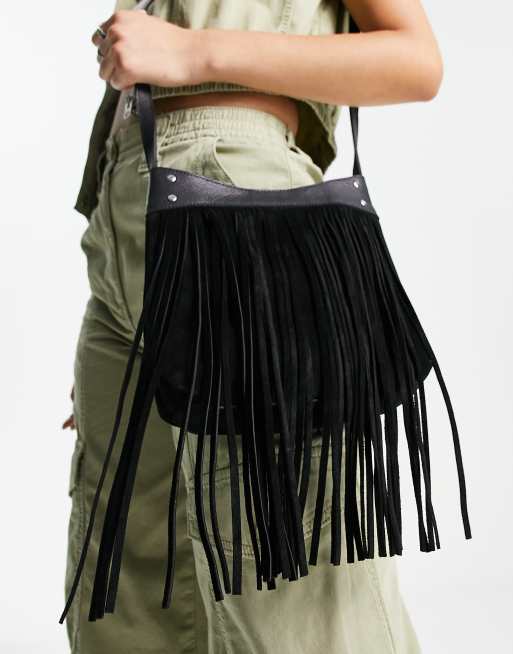 Black tassel shop crossbody bag