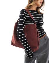 ASOS DESIGN suede buckle tote bag in sage green