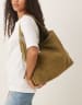 ASOS DESIGN suede buckle tote bag in sage green