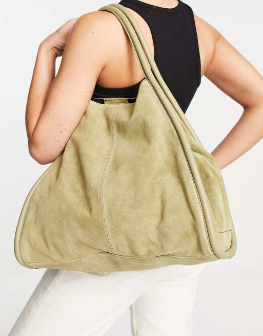 ASOS DESIGN suede tote bag with square handle detail