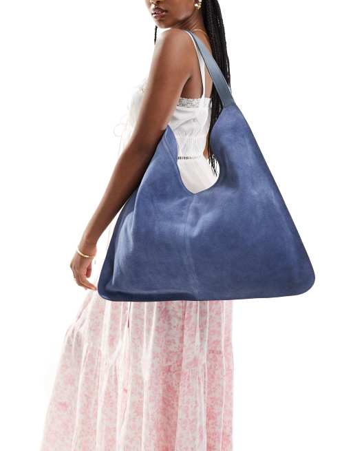 ASOS DESIGN - Suède tote tas in blauw, 4 van 4