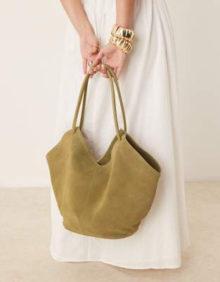 Asos Design Suede Tubular Handle Vase Tote Bag