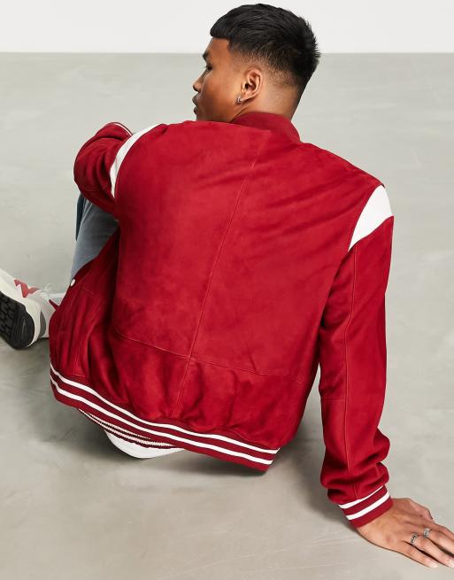 Red suede bomber jacket on sale mens