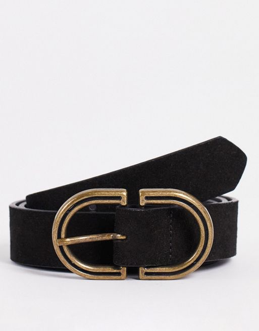ASOS DESIGN suede waist and hip jeans belt in black | ASOS