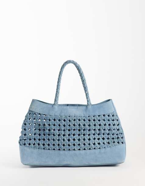 ASOS DESIGN suede weave bag in blue - view 1