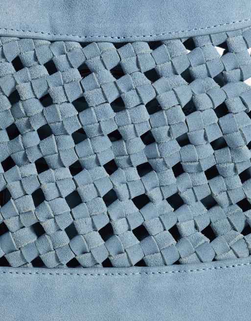 ASOS DESIGN suede weave bag in blue, 3 of 4