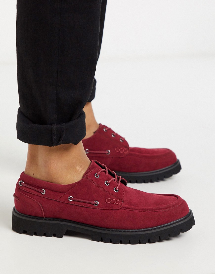 ASOS DESIGN - Suedette bootschoenen met dikke zool in rood