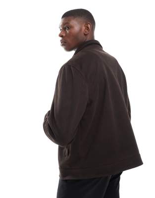Asos Design Suedette Harrington Jacket In Brown