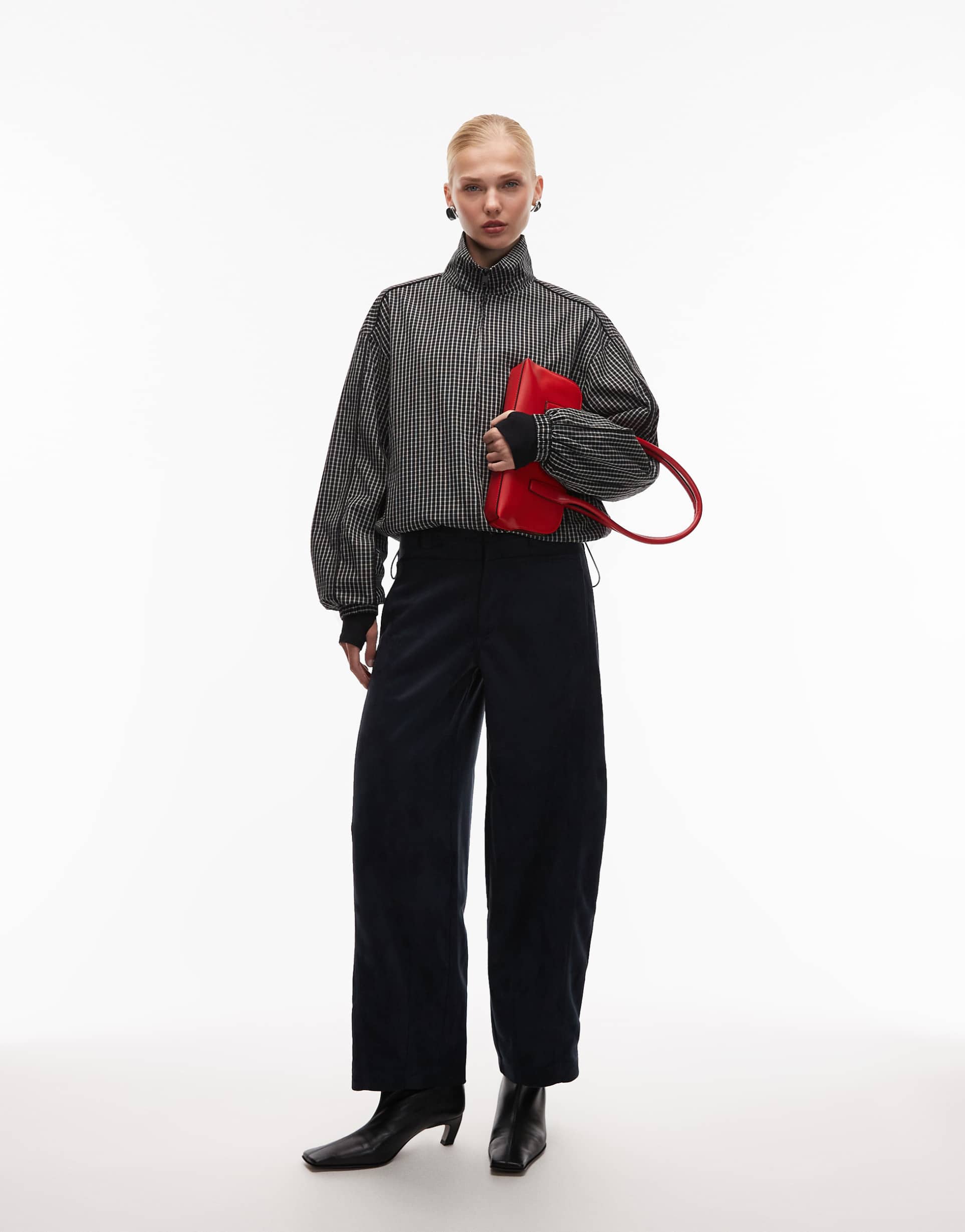 asos design suedette straight leg pants with seam detail in navy