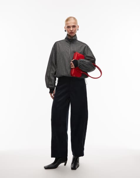 ASOS DESIGN suedette straight leg trousers with seam detail in navy - view 1