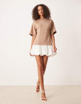 Asos Design Suedette T-shirt Mini Dress With Bubble Hem