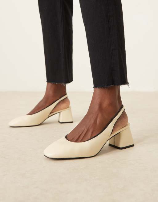 ASOS DESIGN - Sugar - Scarpe con tacco medio color crema con cinturino posteriore