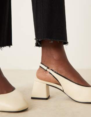 Asos Design Sugar Slingback Mid Heel Shoes In White