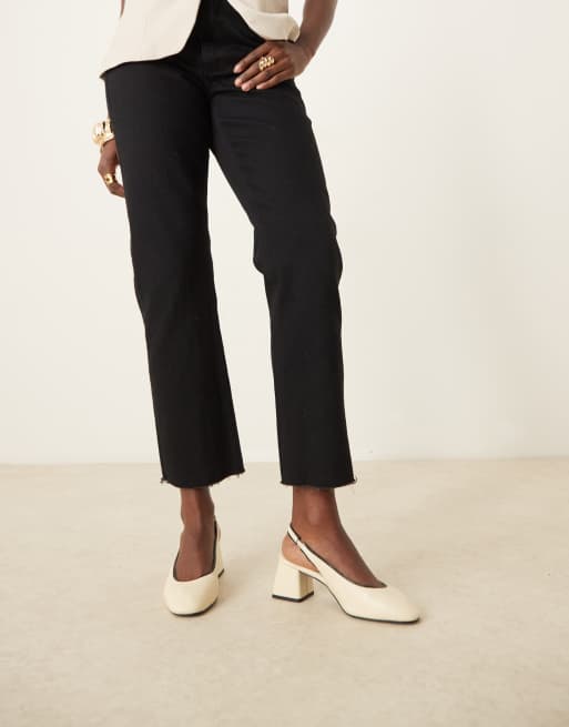 ASOS DESIGN Sugar slingback mid heel shoes in cream