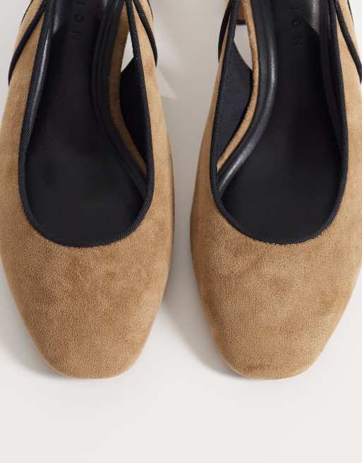 ASOS DESIGN - Sugarplum - Slingback schoenen van imitatiesuède met blokhak in taupe, 2 van 4